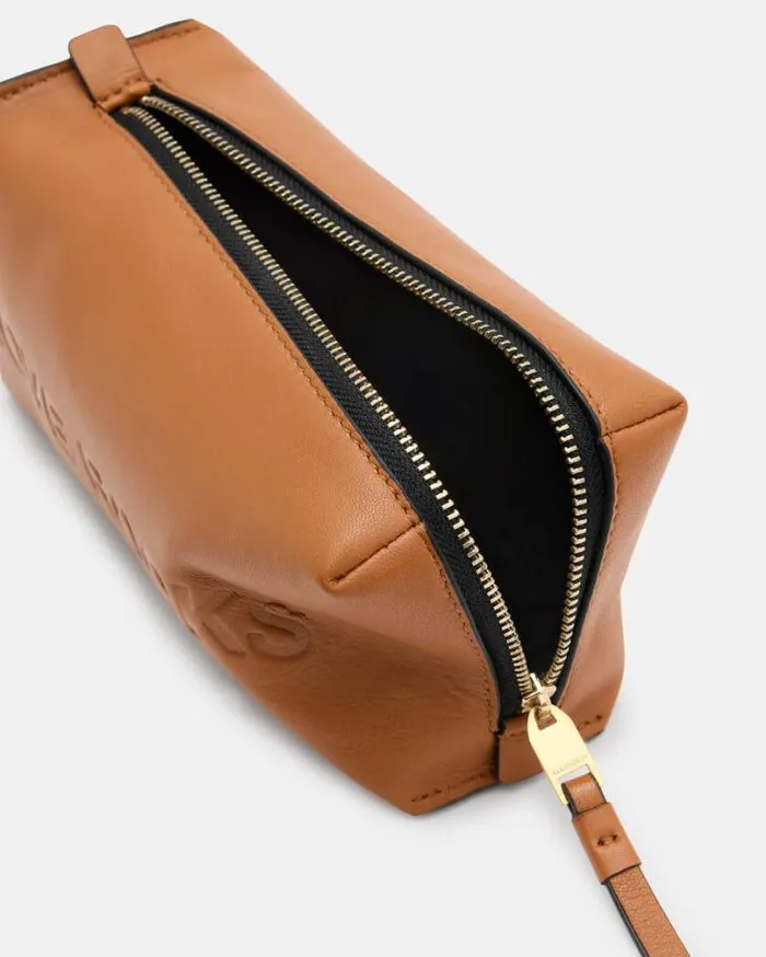 Elliotte Leather Storage Pouch Bag Desert Tan Women AllSaints Handbags and Wallets Elliotte Leather Storage Pouch Bag Desert Tan Women AllSaints Handbags and Wallets