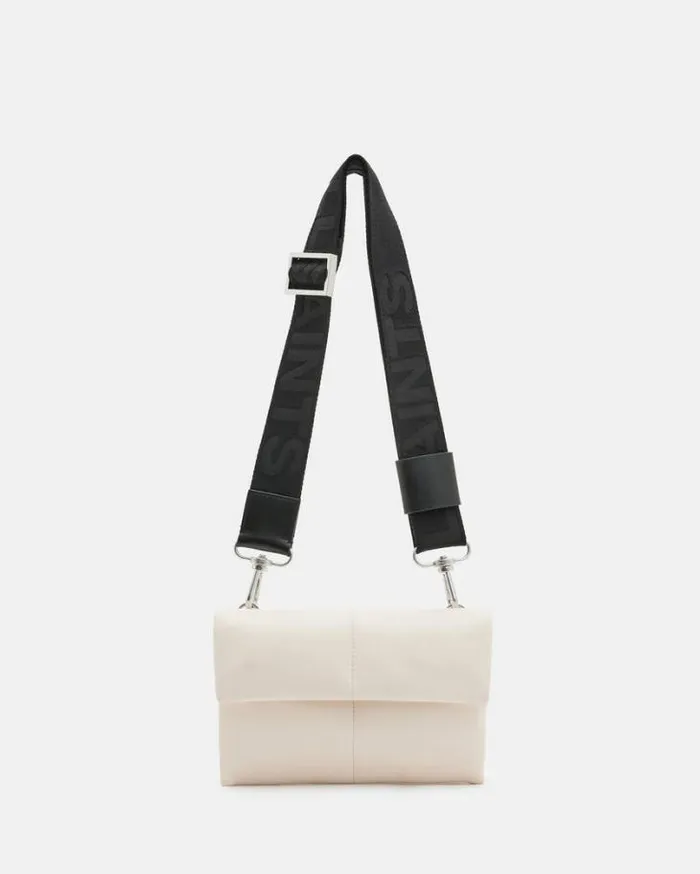 Ezra Quilted Leather Crossbody Bag Desert White Women AllSaints Accessories