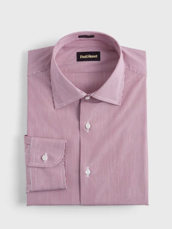 Fine Stripe Slim Fit Dress Shirt Red Men Paul Stuart Dress Shirts