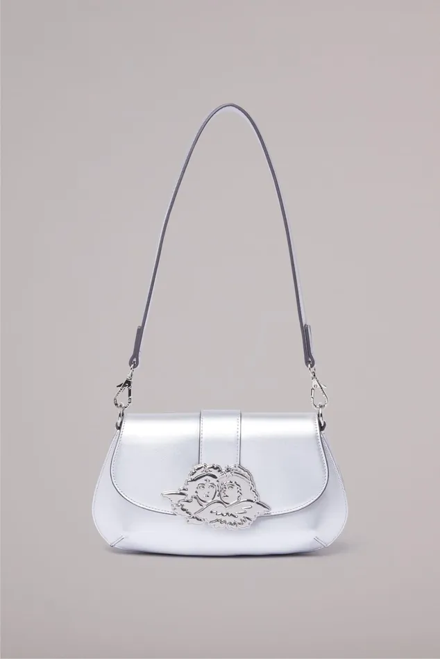 Fiorucci Bags Angels Plaque Shoulder Bag Silver Silver 8211 WomenMen