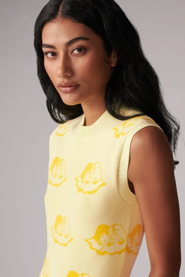 Fiorucci Knitwear All Over Angels Knit Mini Dress Yellow Yellow 8211 Women