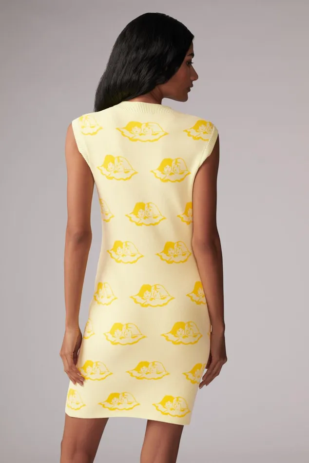 Fiorucci Knitwear All Over Angels Knit Mini Dress Yellow Yellow 8211 Women