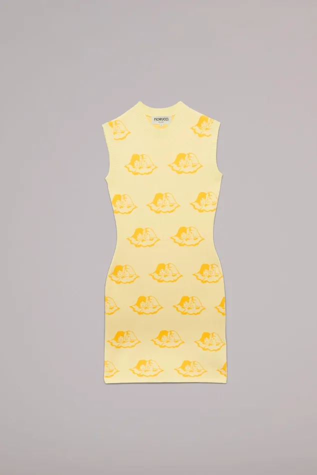 Fiorucci Knitwear All Over Angels Knit Mini Dress Yellow Yellow 8211 Women