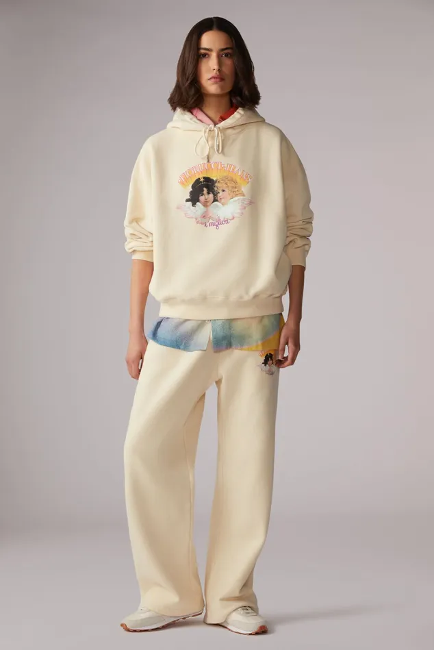 Fiorucci Sweatshirts and Hoodies Angels Jeans Logo Hoodie Cream Cream 8211 Women