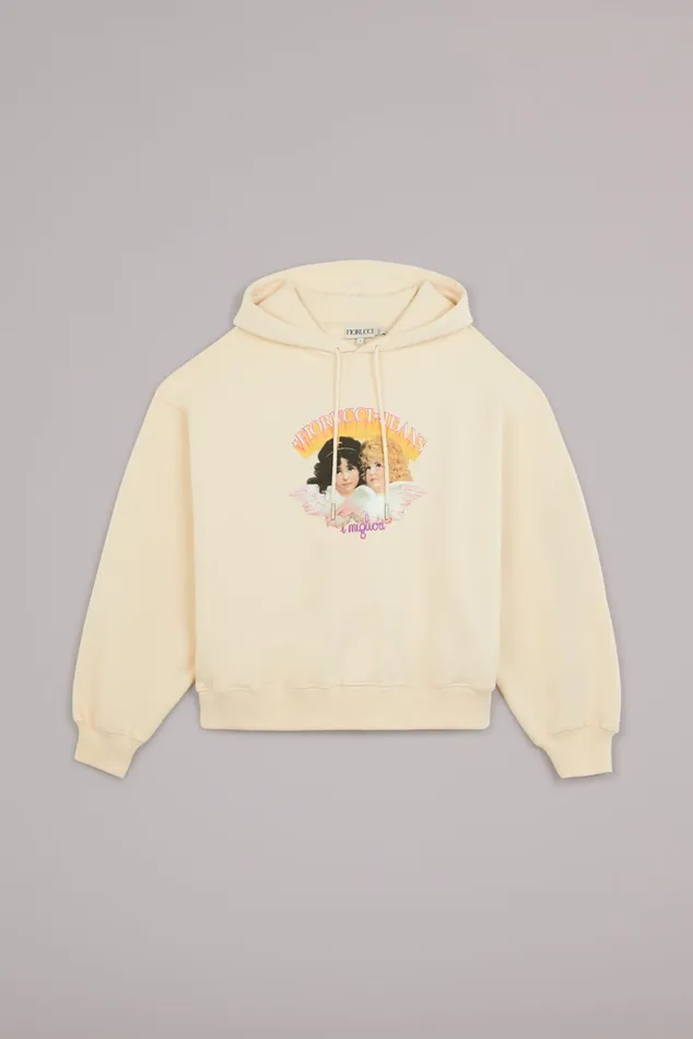 Fiorucci Sweatshirts and Hoodies Angels Jeans Logo Hoodie Cream Cream 8211 Women