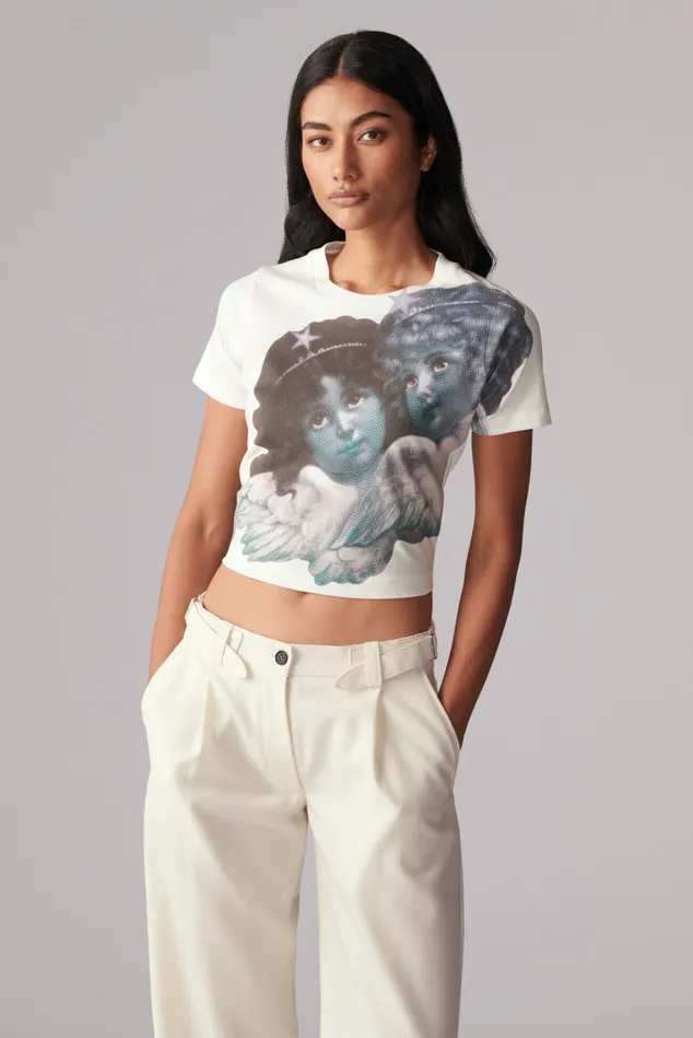Fiorucci TShirts and Tops Enlarged Angels Baby TShirt White White 8211 Women