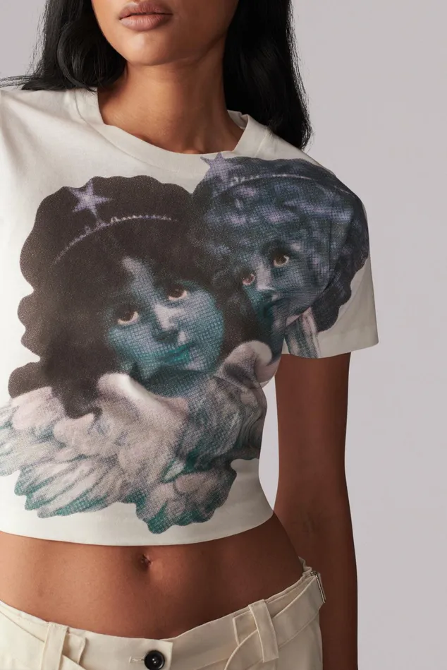 Fiorucci TShirts and Tops Enlarged Angels Baby TShirt White White 8211 Women