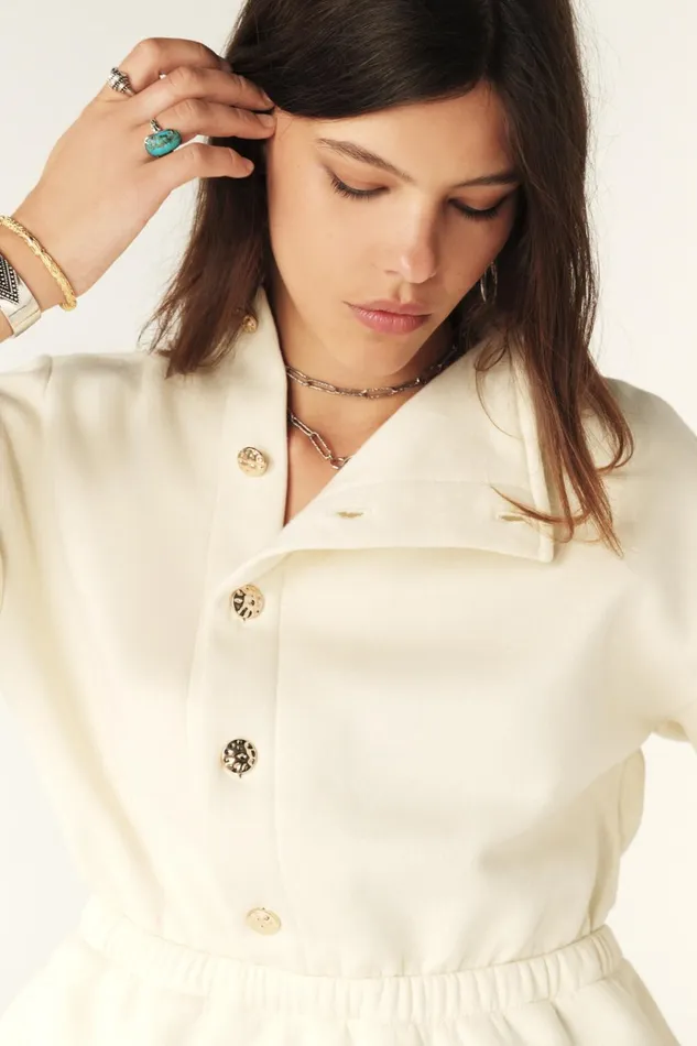 Fitted Sweatshirt Doll OffWhite Women Baandsh Sweaters and Cardigans
