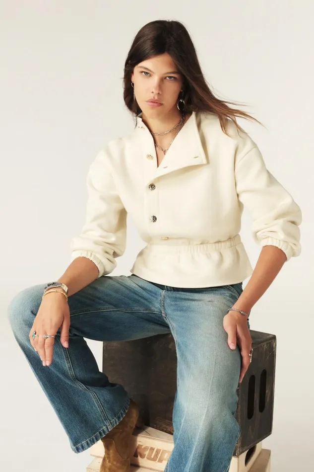 Fitted Sweatshirt Doll OffWhite Women Baandsh Sweaters and Cardigans