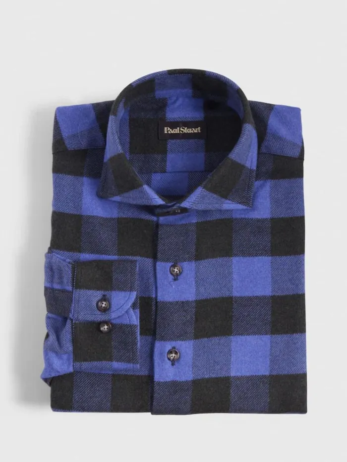 Flannel Buffalo Check Sport Shirt Purple Men Paul Stuart Sport Shirts