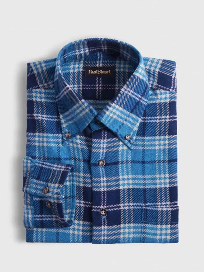 Flannel Plaid Sport Shirt Bluepurple Men Paul Stuart Sport Shirts