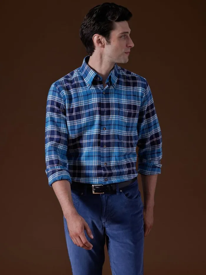 Flannel Plaid Sport Shirt Bluepurple Men Paul Stuart Sport Shirts