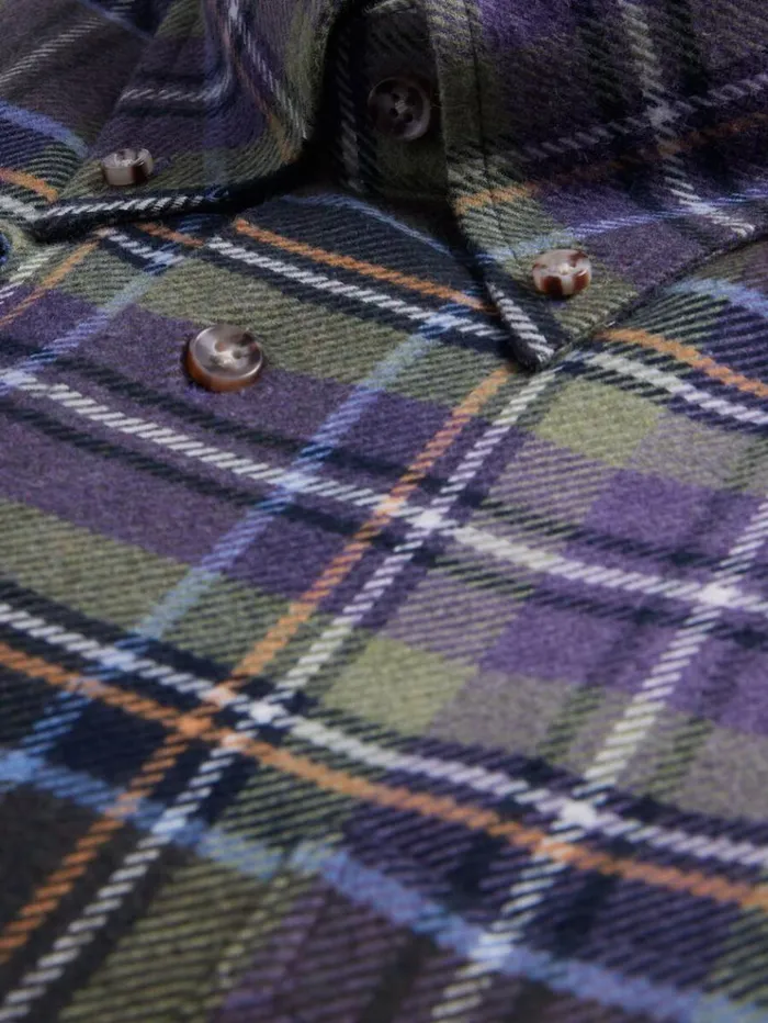Flannel Plaid Sport Shirt Greenpurple Men Paul Stuart Sport Shirts