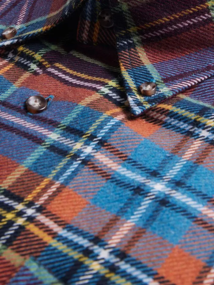 Flannel Plaid Sport Shirt Orange Men Paul Stuart Sport Shirts
