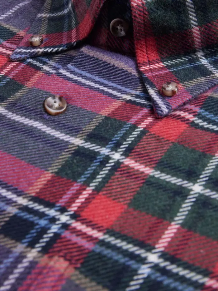Flannel Plaid Sport Shirt Redpurple Men Paul Stuart Sport Shirts