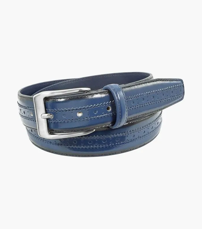 Florsheim Boselli Center Brogue Belt Navy Men Belts and Suspenders