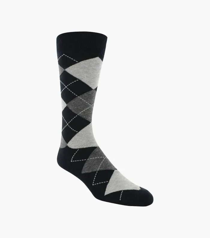Florsheim Classic Argyle Crew Dress Socks Blackgray Men Socks