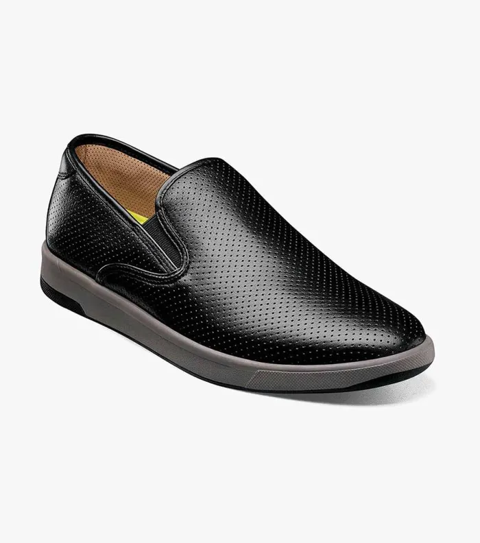 Florsheim Crossover Plain Toe Slip On Sneaker Black Tumbled Men Casual Shoes