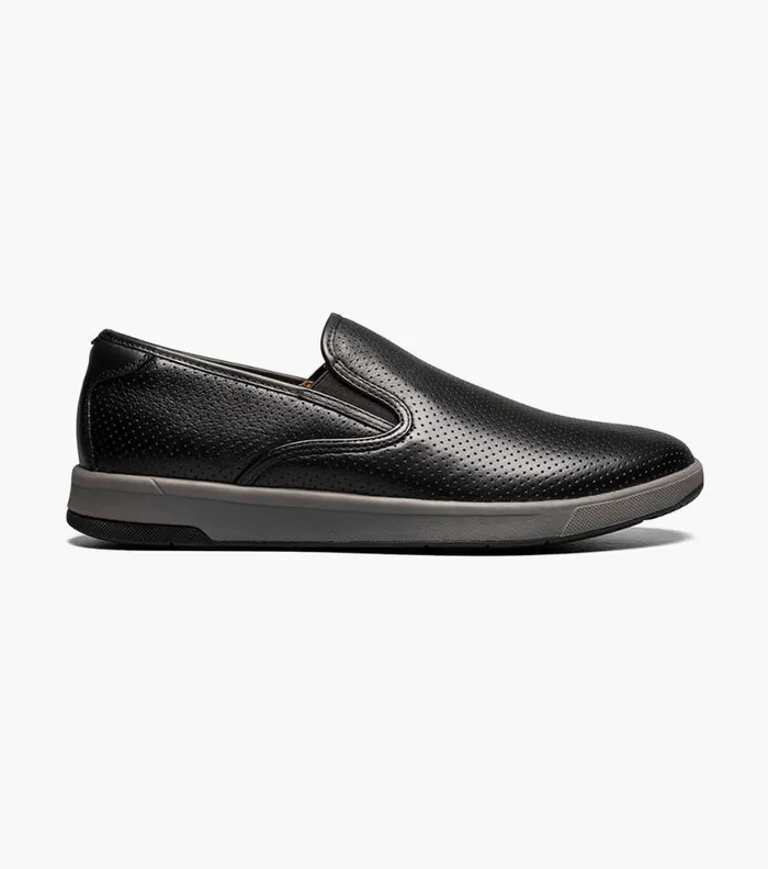 Florsheim Crossover Plain Toe Slip On Sneaker Black Tumbled Men Casual Shoes