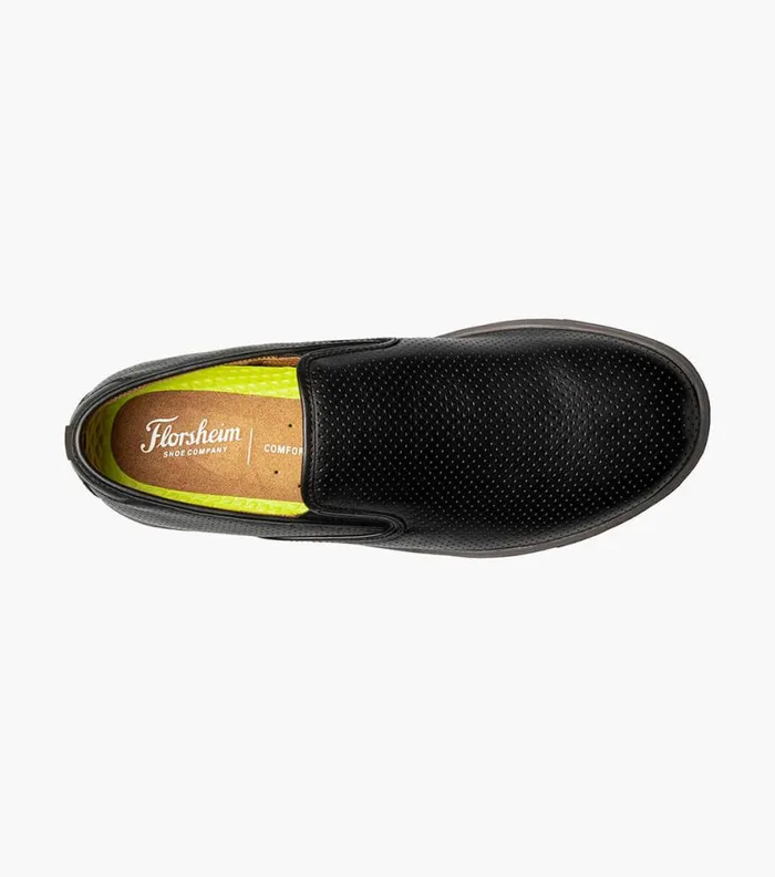Florsheim Crossover Plain Toe Slip On Sneaker Black Tumbled Men Casual Shoes