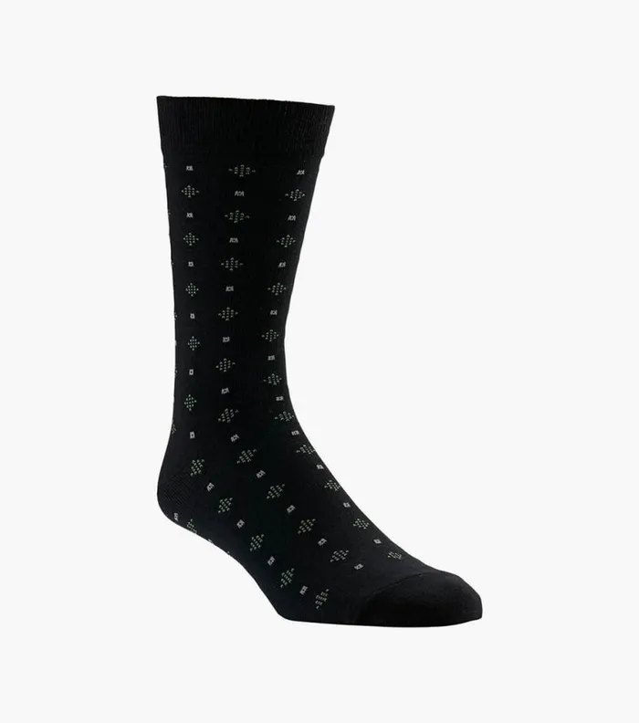 Florsheim Diamond Dobby Crew Dress Socks Black Men Socks