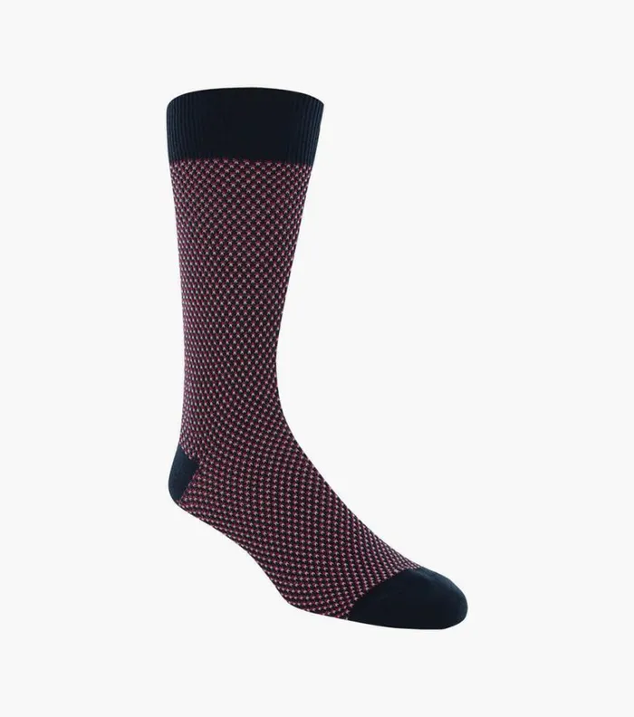 Florsheim Double Birdseye Crew Dress Socks Navy Men Socks