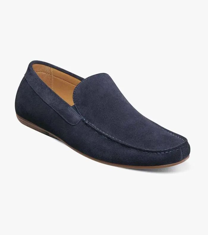 Florsheim Dubino Moc Toe Venetian Slip On Navy Suede Men Dress Shoes