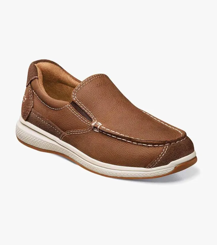 Florsheim Great Lakes Jr Boys Moc Toe Slip On Stone Kids Casual Shoes