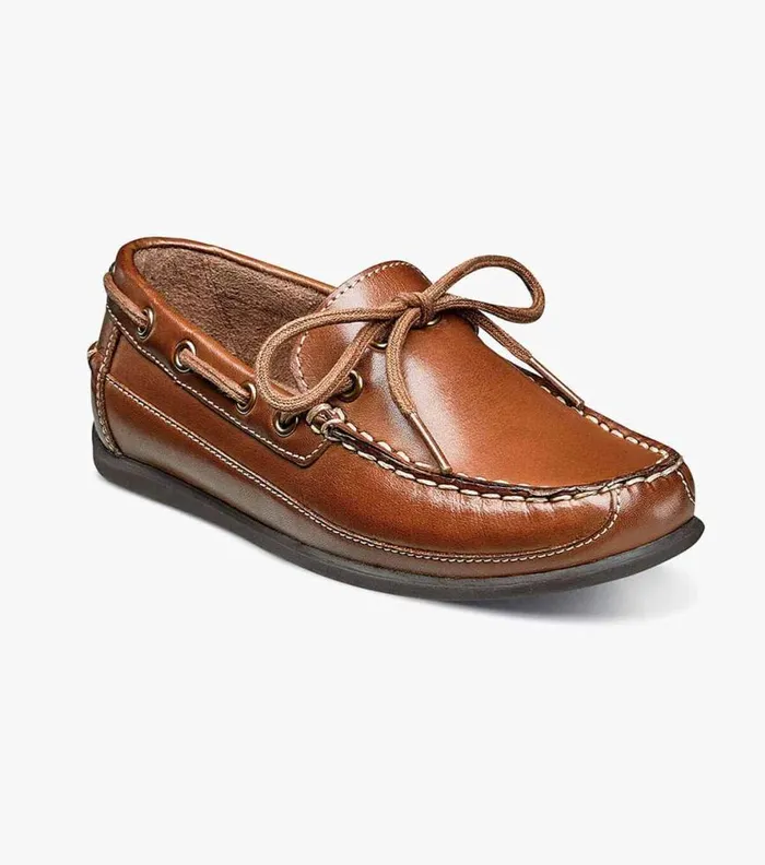 Florsheim Jasper Tie Jr Boys Moc Toe Slip On Loafer Saddle Tan Kids Casual Shoes