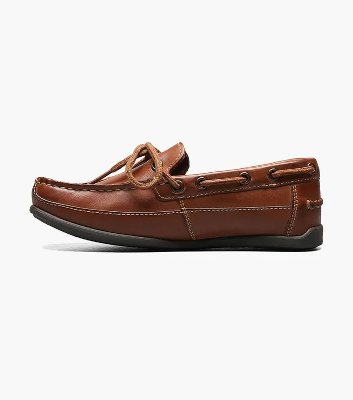 Florsheim Jasper Tie Jr Boys Moc Toe Slip On Loafer Saddle Tan Kids Casual Shoes