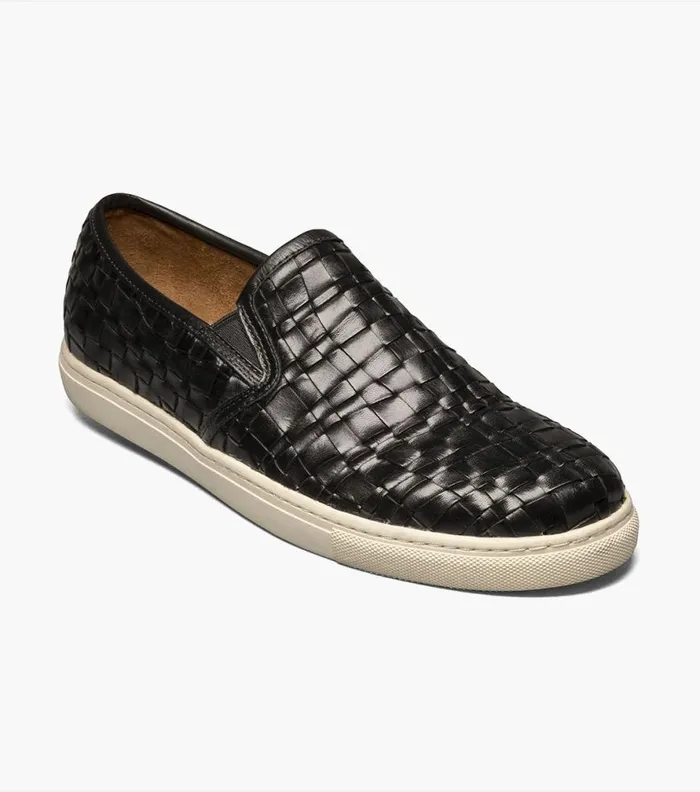 Florsheim Lattice Plain Toe Slip On Black Men Casual Shoes