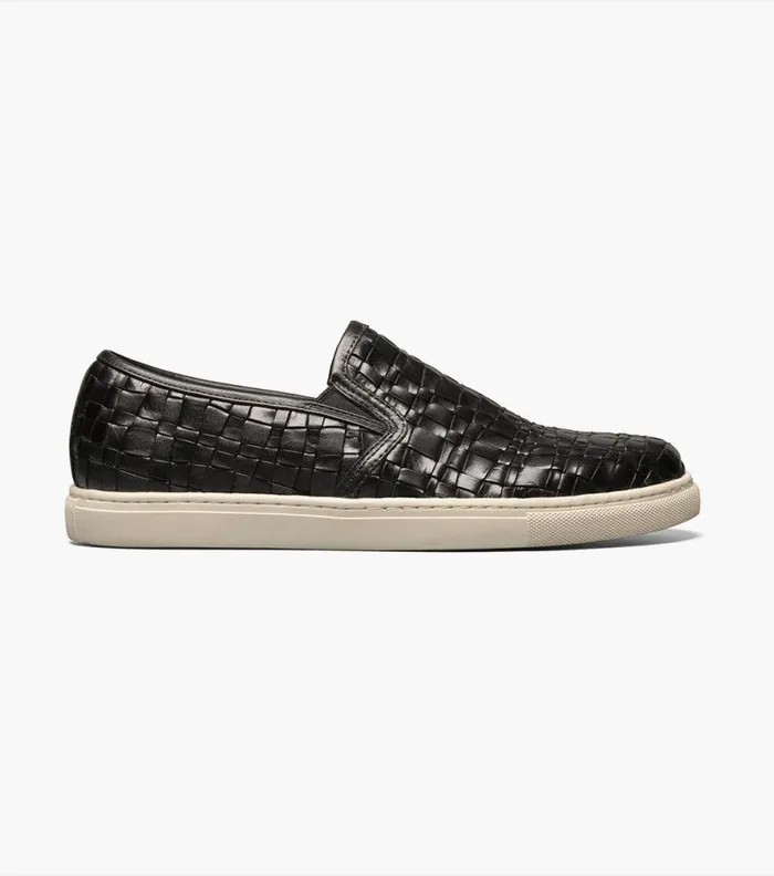 Florsheim Lattice Plain Toe Slip On Black Men Casual Shoes