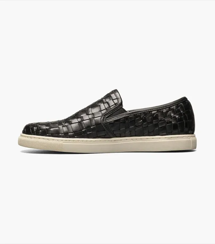 Florsheim Lattice Plain Toe Slip On Black Men Casual Shoes