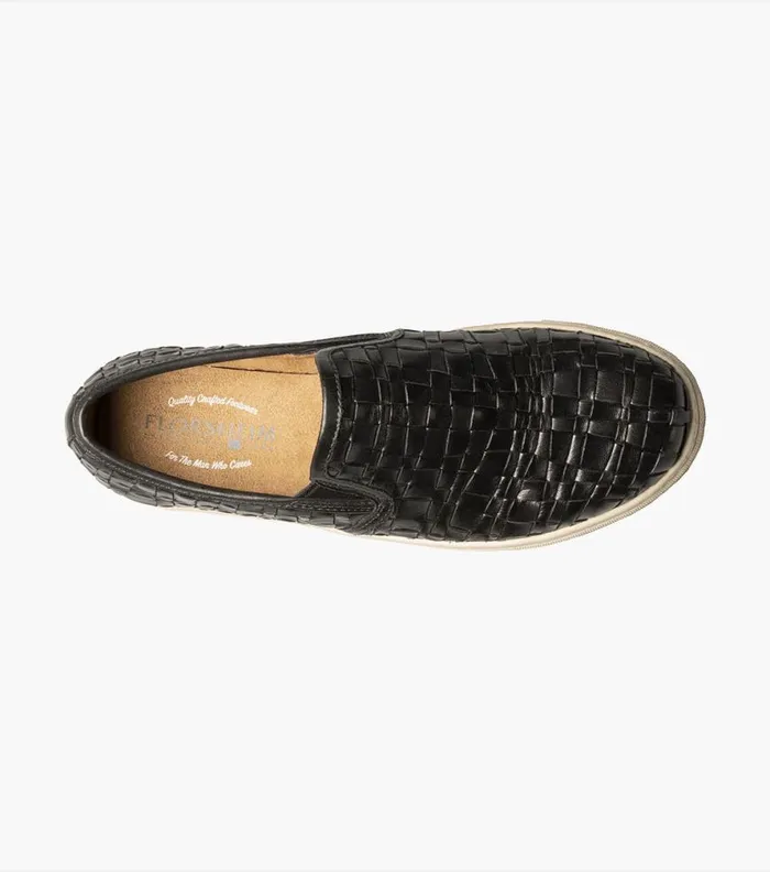 Florsheim Lattice Plain Toe Slip On Black Men Casual Shoes