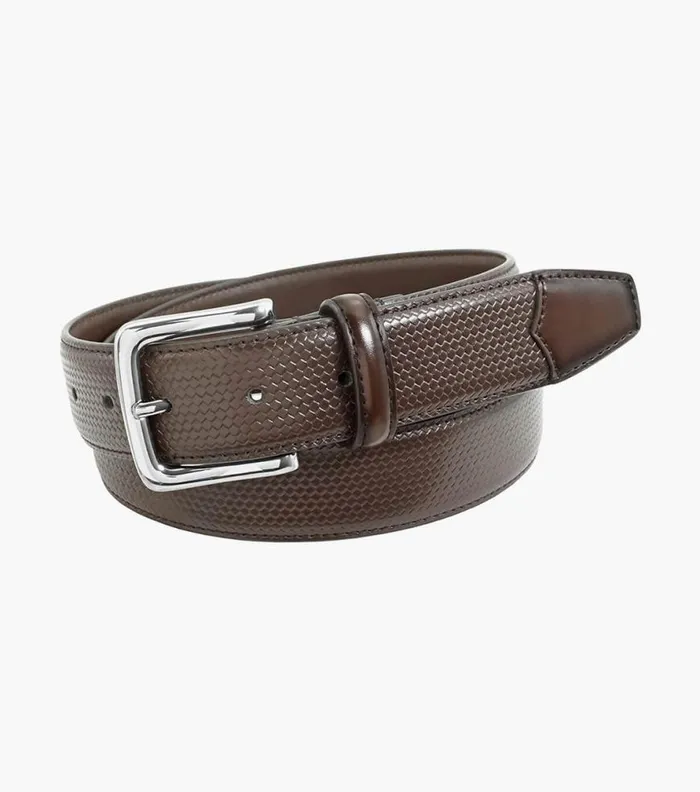 Florsheim Marshall Embossed Weave Belt Brown Men Belts and Suspenders