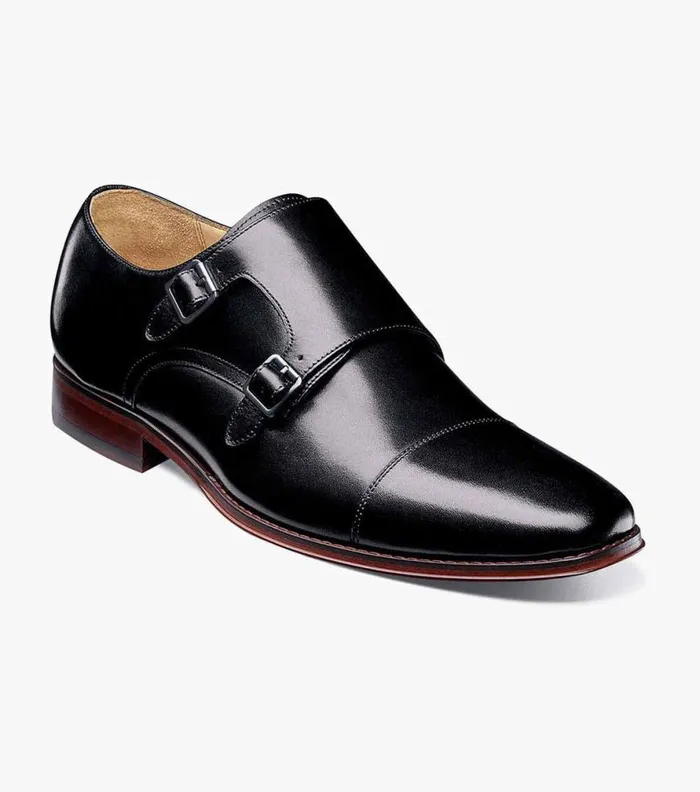 Florsheim Palermo Cap Toe Monk Strap Black Men Dress Shoes