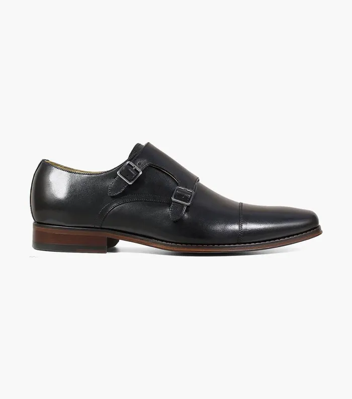 Florsheim Palermo Cap Toe Monk Strap Black Men Dress Shoes