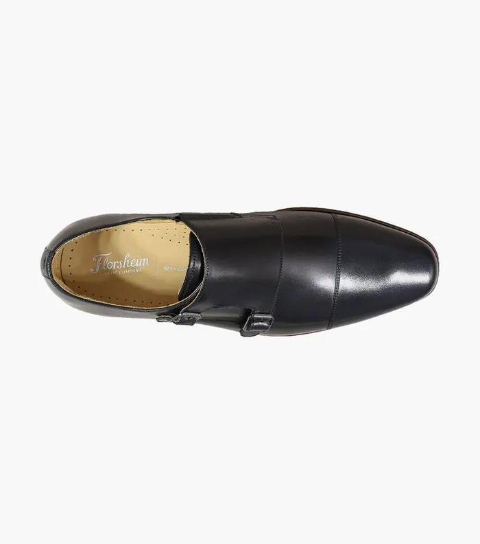 Florsheim Palermo Cap Toe Monk Strap Black Men Dress Shoes