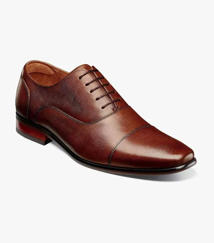 Florsheim Postino Cap Toe Balmoral Oxford Cognac Men Dress Shoes