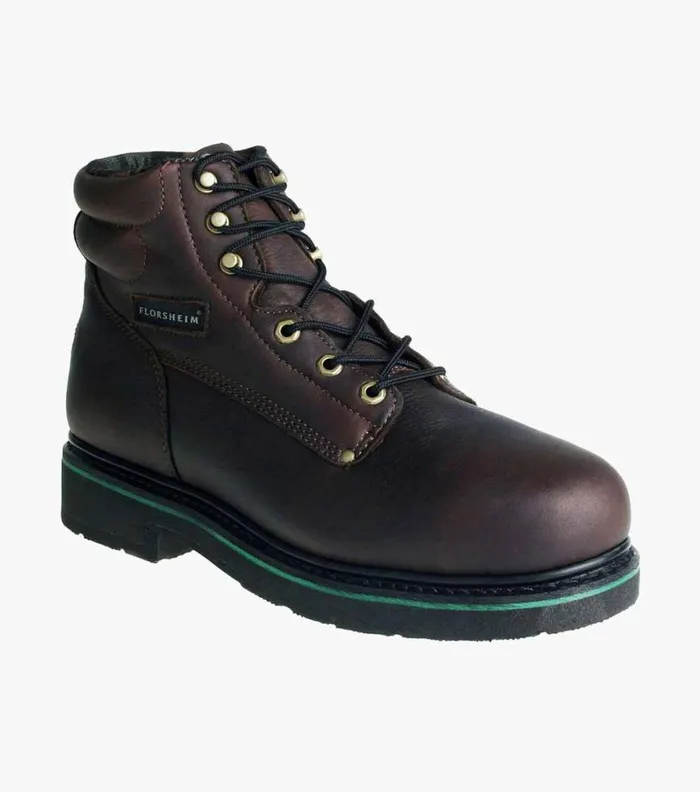 Florsheim Utility Steel Toe Plain Toe Lace Up Boot Brown Men Boots