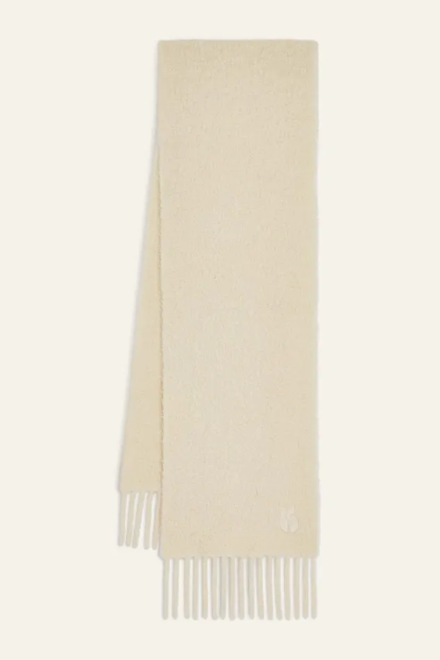 Fringed Knitted Scarf Sasha OffWhite Women Baandsh Scarves and Beanies