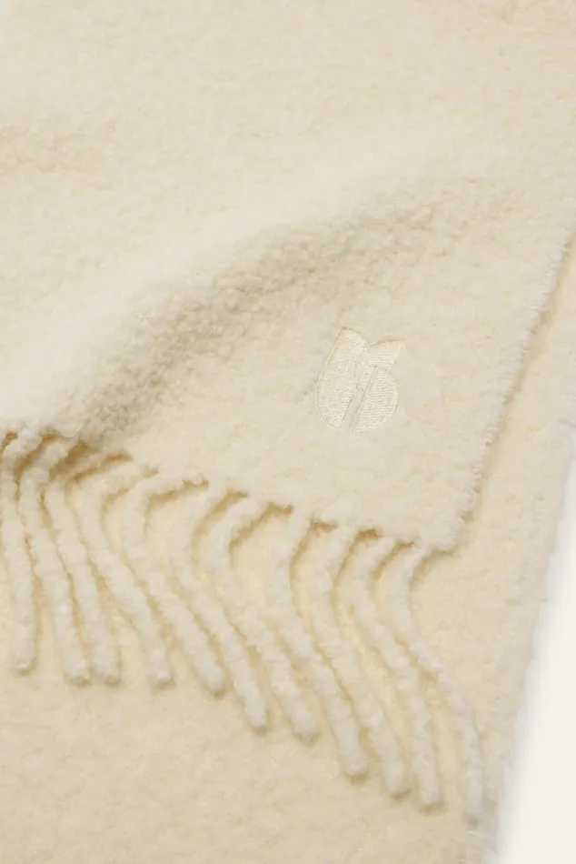 Fringed Knitted Scarf Sasha OffWhite Women Baandsh Scarves and Beanies