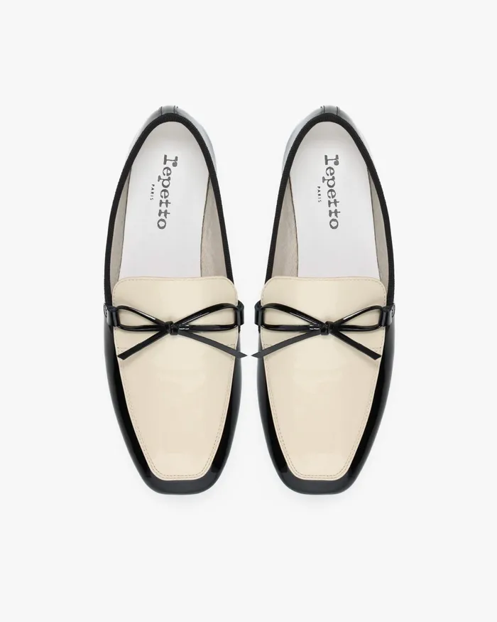 Gilles Rubber Sole Loafers Swan Beige And Black Women Repetto Loafers and Oxford Shoes Gilles Rubber Sole Loafers Swan Beige And Black Women Repetto Loafers and Oxford Shoes