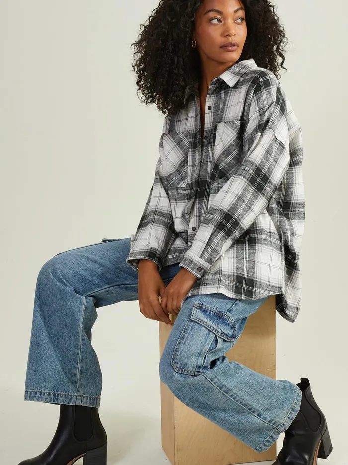 Haisley Plaid Flannel Blackcream Women Altar039d State Blouses