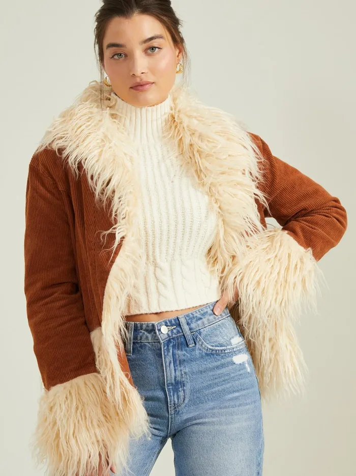 Holland Corduroy Fur Jacket Camel Women Altar039d State Jackets