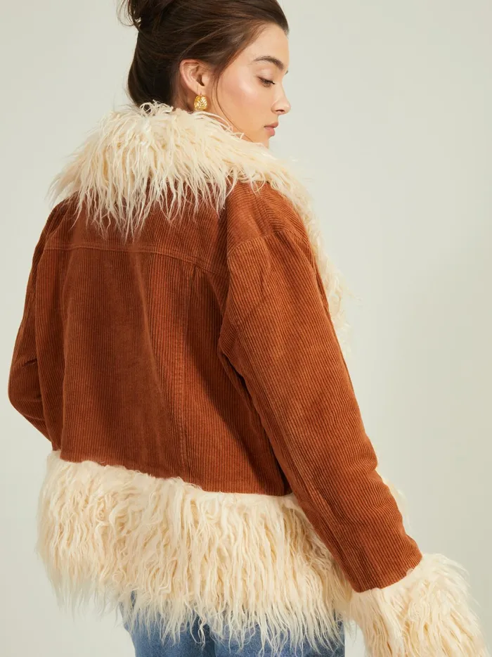 Holland Corduroy Fur Jacket Camel Women Altar039d State Jackets