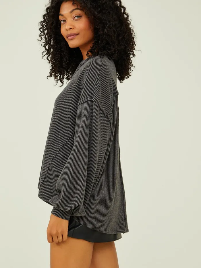 Holly Ribbed Tunic Charcoal Women Altar039d State Blouses
