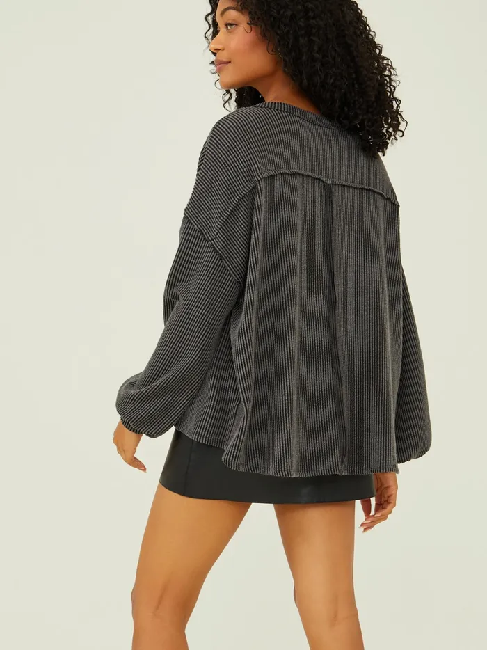 Holly Ribbed Tunic Charcoal Women Altar039d State Blouses