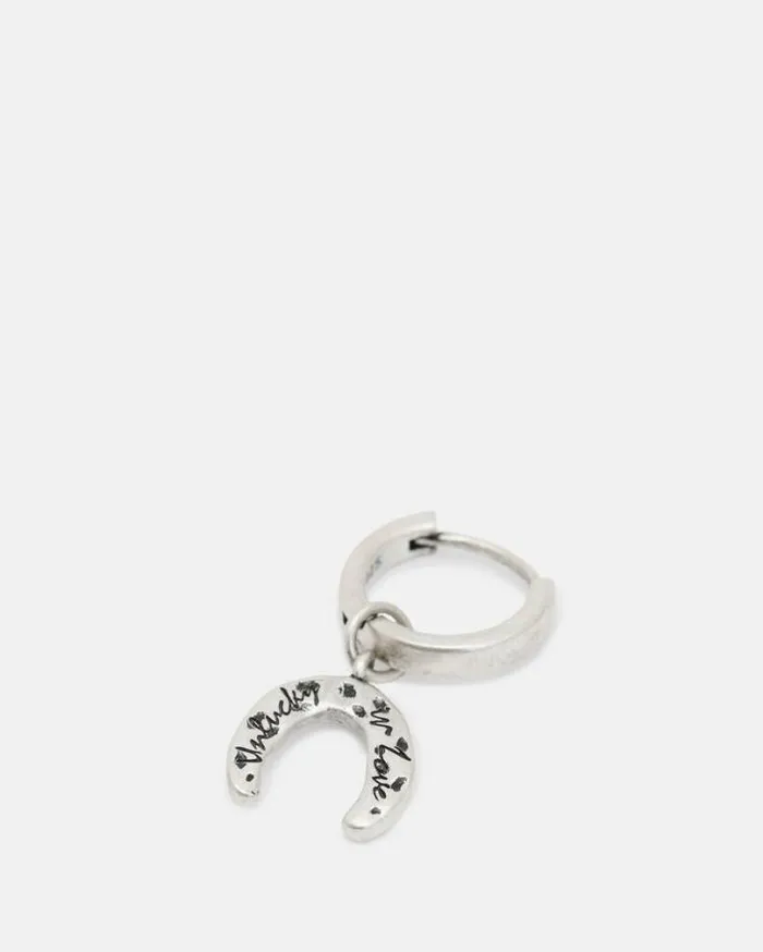 Horseshoe Sterling Silver Hoop Earring Warm Silver Men AllSaints Accessories Horseshoe Sterling Silver Hoop Earring Warm Silver Men AllSaints Accessories