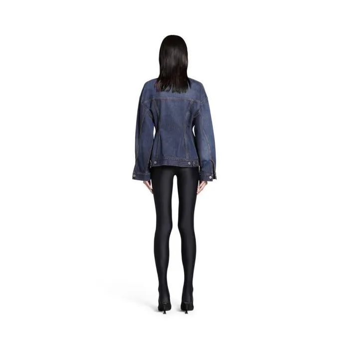 Hourglass Jacket In Dark Blue Women Balenciaga Coats and Jackets